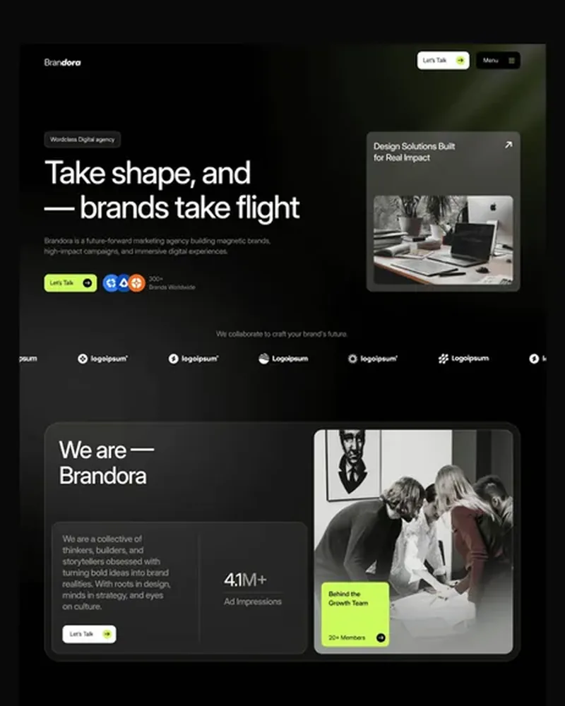 Advertising Agency demo — Brandora home page