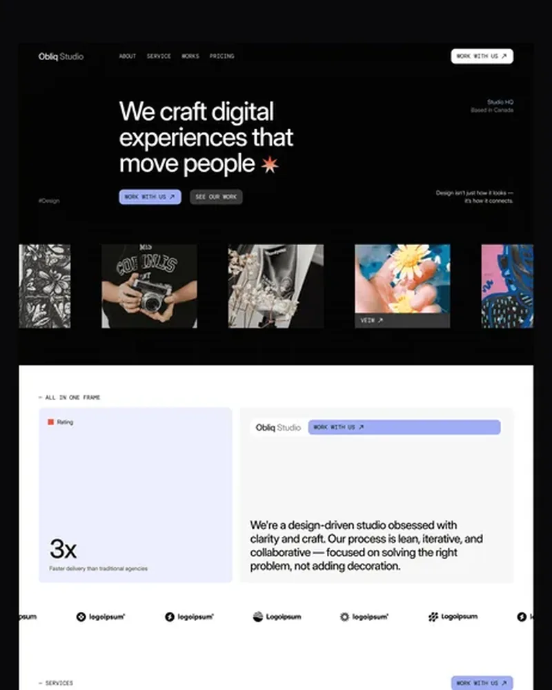 Design Agency demo — Obliq Studio home page