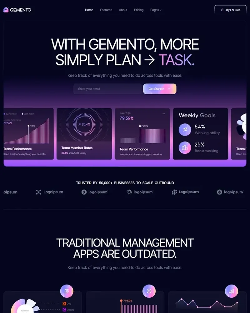 Task Management demo — Gemento home page