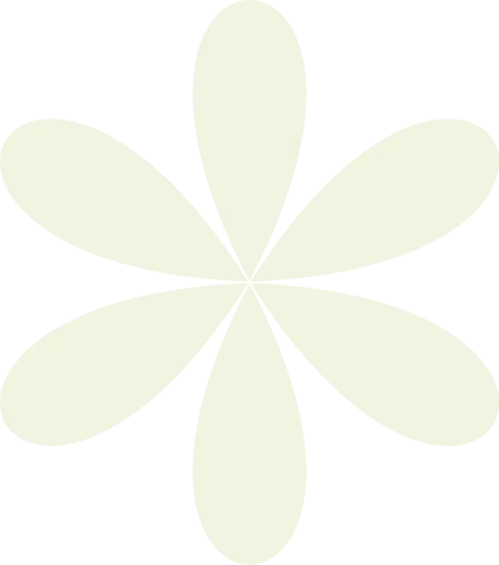 Six-petal pale cream flower shape on transparent background.